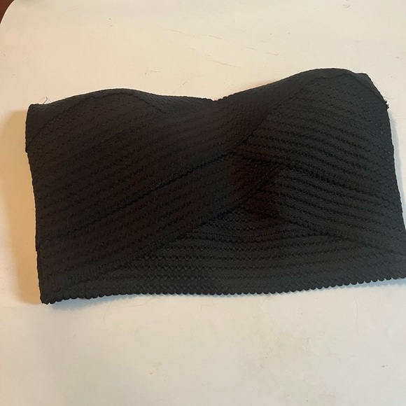 Express Strapless Crop Top Sz S Black Zip Back - Picture 4 of 10